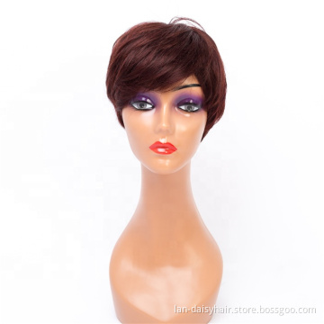 Top Selling  In Stock Popular Short Cut Good Quality  100% Human Hair Machine Made Wigs